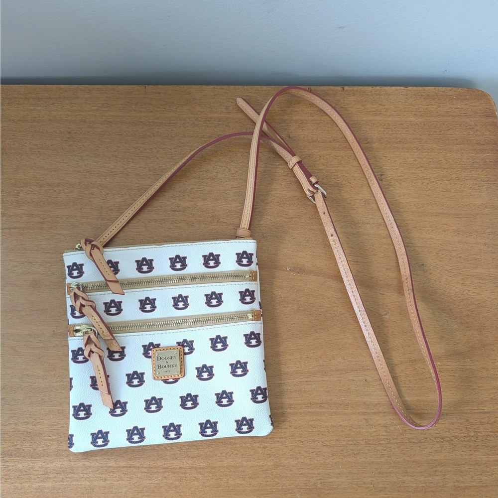 Dooney & Bourke Auburn Tigers Triple Zip Crossbody Bag White AU NCAA Collegiate
